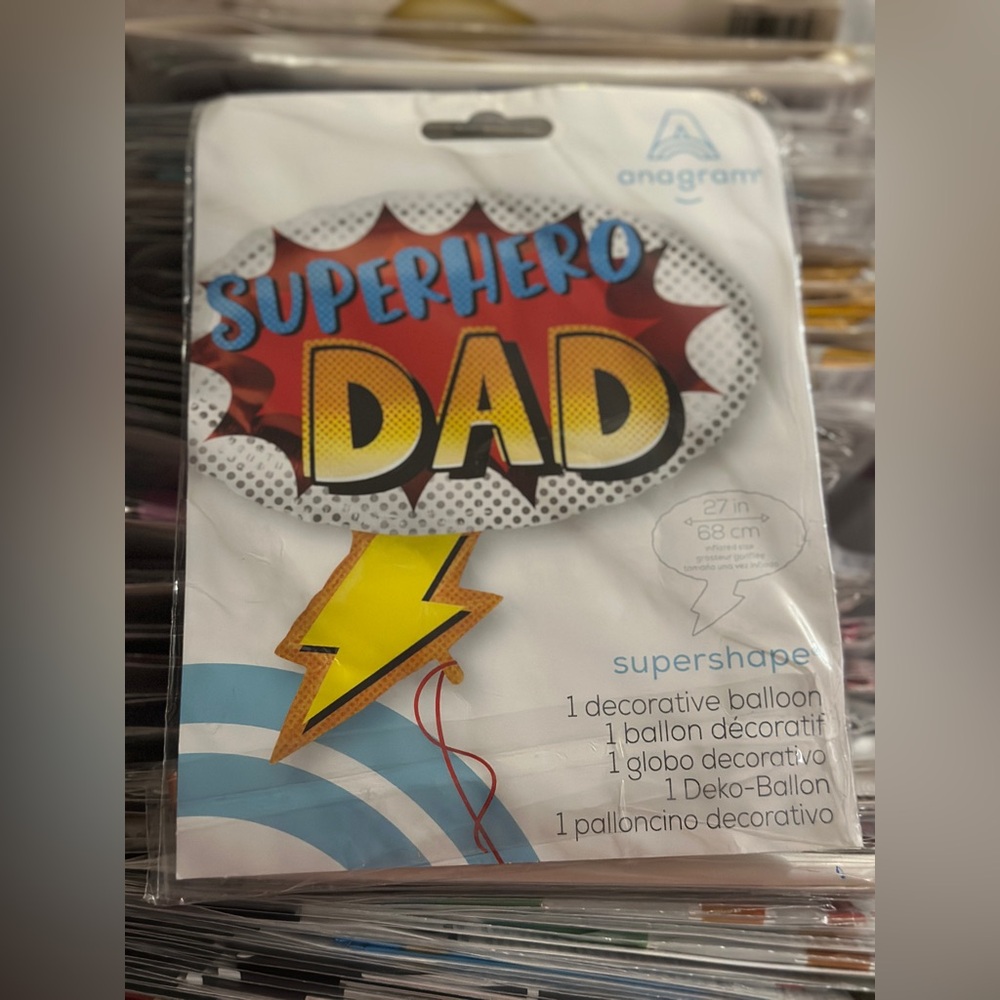 Superhero Dad Balloon - Yellow and Blue